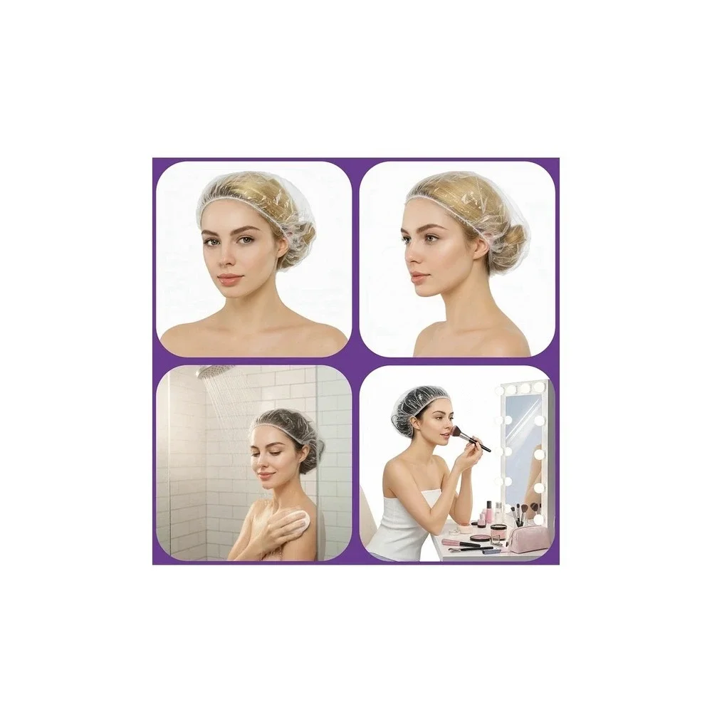 100 Disposable Shower Caps for Women's & Men's 100 pcs 20.5 Inch Large Clear